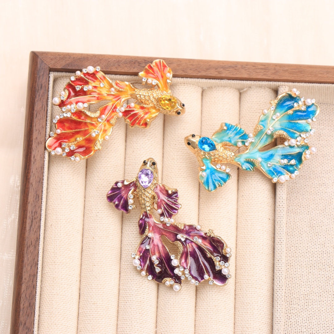 Baroque Goldfish Brooch, Luxury Fashion Accessory